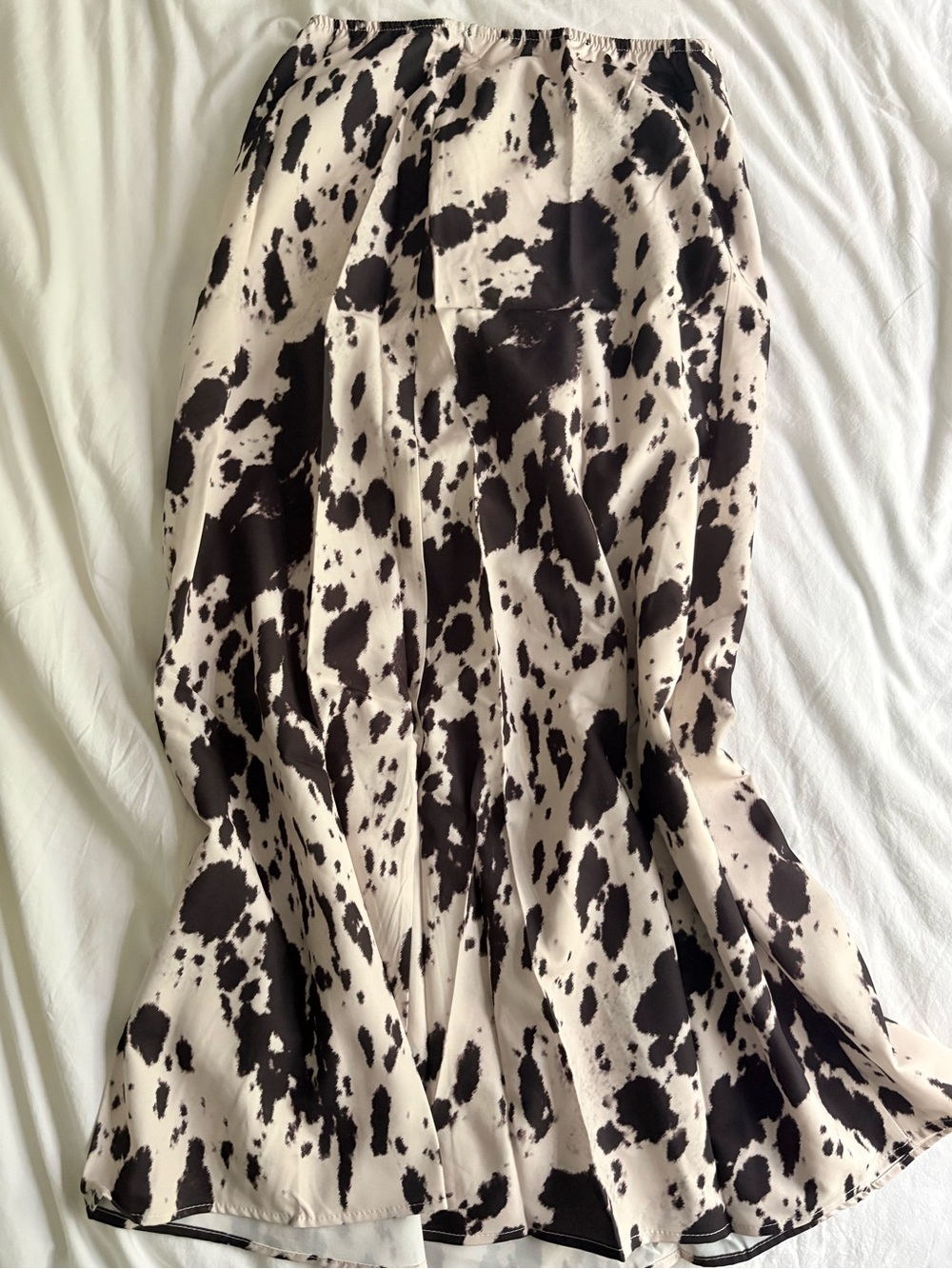 Women’s Cow-Print Black and Cream Midi Skirt